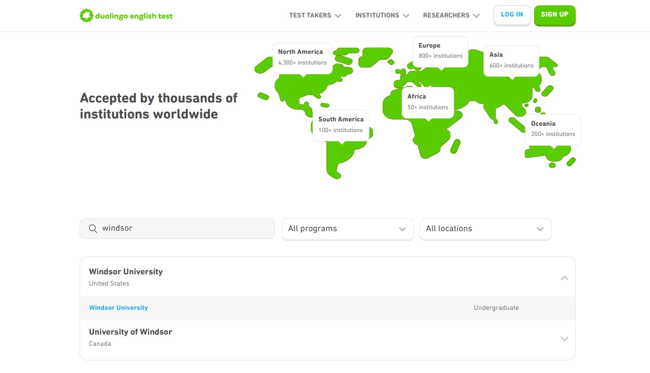 Duolingo English Test Windsor University score submission guidance