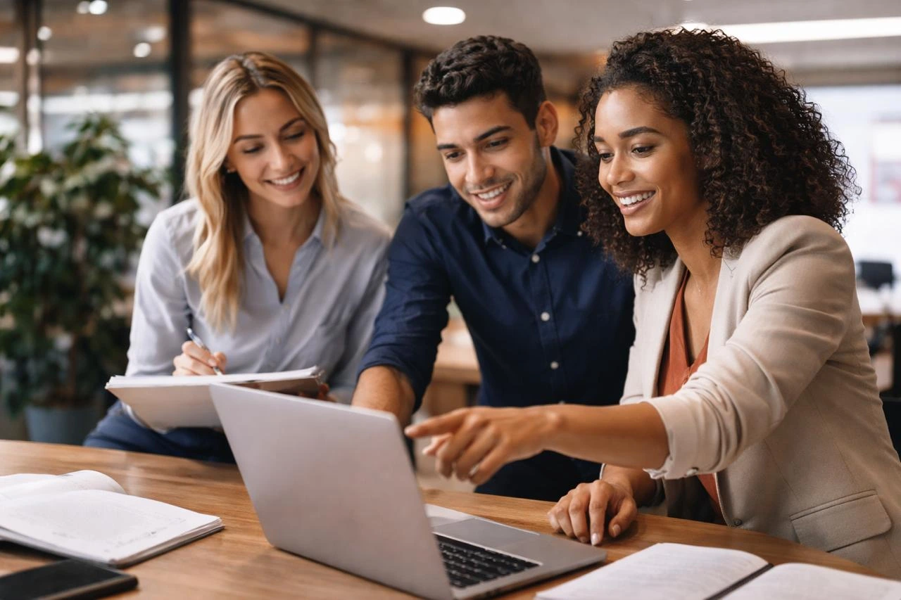 Students studying in hybrid format